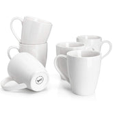 Sweese front view of six white mugs showing uniform design and versatile use