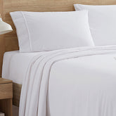 Sweet Home Collection front view of white sheet set showing neat fit and inviting look