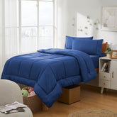 Sweet Home Collection front view of royal blue comforter set showing complete kit
