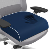 SweetSlubr front view of large dark blue cushion showing shape and support