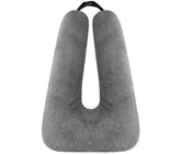 Swemos front view gray pillow showing U-shaped support and plush comfort