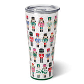 Swig Life 32oz tumbler front view showing Classic Nutcracker print and travel-ready design