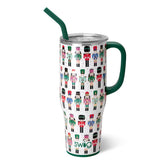 Swig Life front view of 40oz mega mug showing shape and classic Nutcracker design, durable and stylish