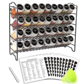 SWOMMOLY front view of spice rack showing 36 jars and tidy organization benefit