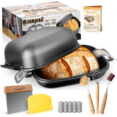 Sxmprail front view showing cloche loaf dutch oven and even heating benefit