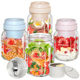 Syntic front view of 32oz glass jar showing label and clear content, keeps meals organized