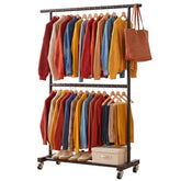 Sywhitta front view of assembled rack showing double rods and storage benefit