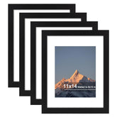 SZYUU front view of four 11x14 frames showing clean wood finish and clear glass for elegant display