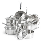 T-fal full cookware set front view showing all included pieces and storage benefit