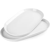 Taeochiy oval platter front view showing clean white design and serving capacity