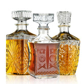 TAEYONK three-decanter set front view showcasing floral patterns and elegance