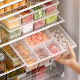 Taiuloo front view of two clear divided trays showing lids and packaging for easy storage