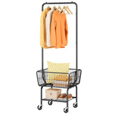 Tajsoon rolling laundry cart front view showing organized storage and mobility