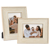 takfot front view 5x7 frame highlighting decorative rattan pattern and photo display