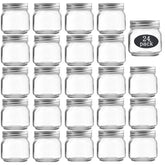 TANGLONG front view of 24 jars showing clear glass and lids for neat storage