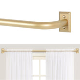 TANGWIN gold curtain rod front view showing full assembled system and elegant finish
