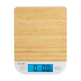 Taylor bamboo scale front view showing sleek design and capacity benefit
