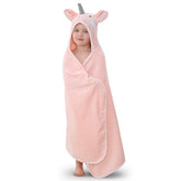 TBEZY unicorn hooded towel front view showing colorful design and full coverage