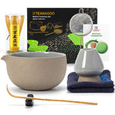 TEANAGOO full matcha set front view showing all seven accessories and organized layout