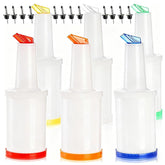 Tebery front view of six colored bottles showing capacity and organization