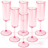 Teenyyou front view of six pink heart-shaped flutes showing set and color benefits