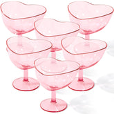 Teenyyou front view of six pink heart martini glasses, adds romantic table charm