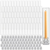 Teenyyou front view of 24 clear glass hurricane candle holder set, elegant styling