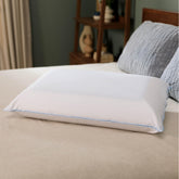 Tempur-Pedic front view showing pillow shape and plush profile for restful support