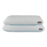 Tempur-Pedic front packaging showing two pillows, clear value and double comfort