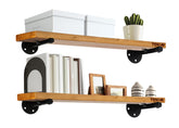 TEN49 front view of two light walnut floating shelves showing farmhouse charm