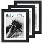 TENIBYC front view of three black wood 8x10 frames showcasing elegant display benefit