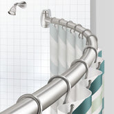 TENOVEL front view of curved rod offering more shower space