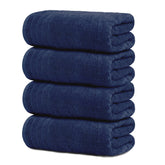 Tens Towels front view of four-pack navy towels showing coordinated set and convenience