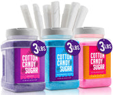 the candery front packaging showing three jars and included cones, clear convenience