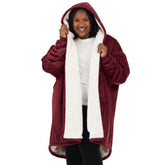 THE COMFY front view showing full-zip hoodie and oversized fit for all-day warmth