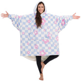 THE COMFY front view showing oversized wearable blanket hoodie and relaxed fit