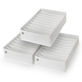 The Edit Living front packaging showing three white drawer organizers for tidy storage