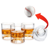 The Wine Savant four-glass front view showing collectible baseball design and set benefit