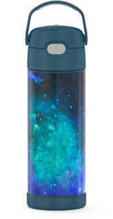 THERMOS FUNTAINER front view in Galaxy Teal showing colorful design and travel-ready shape