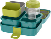 THERMOS front view of blue kids lunch kit showing complete set and organization benefit