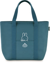 THERMOS front view of Miffy blue-gray lunch bag shows compact design and zip closure benefit