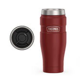 THERMOS Stainless King front view showing rustic red finish and durable build benefit