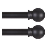 Thestoa 2-pack front view showing matte black rods and finials, neat modern look