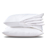 Three Geese front packaging shows two pillows and adjustable system benefit