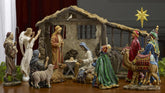 Three Kings Gifts front-angled full nativity set showing complete scene and balance