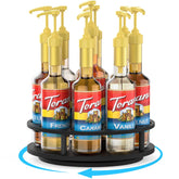 THYGIFTREE front view of 9-bottle wooden syrup rack showing organized bottles and easy access