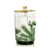 Thymes Frasier Fir jar front view showing pine-needle design and holiday appeal