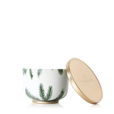 Thymes Frasier Fir tin candle front view, elegant gift-ready presentation