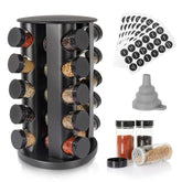 Tianifa spice rack front view showing 20 jars and revolving base for fast access