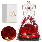 Tiaronics angel front view showing preserved rose with elegant display benefit